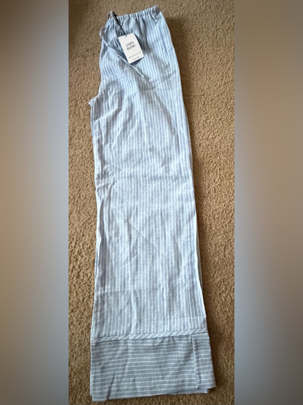 Love Tree Wide Leg Linen Drawstring Striped Pant - Boutique - Small